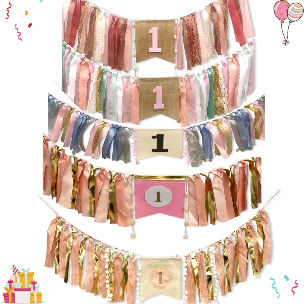 

Pink girl selling style dining chair pull flag decorative table and chair skirt banner home party decorative birthday supplies