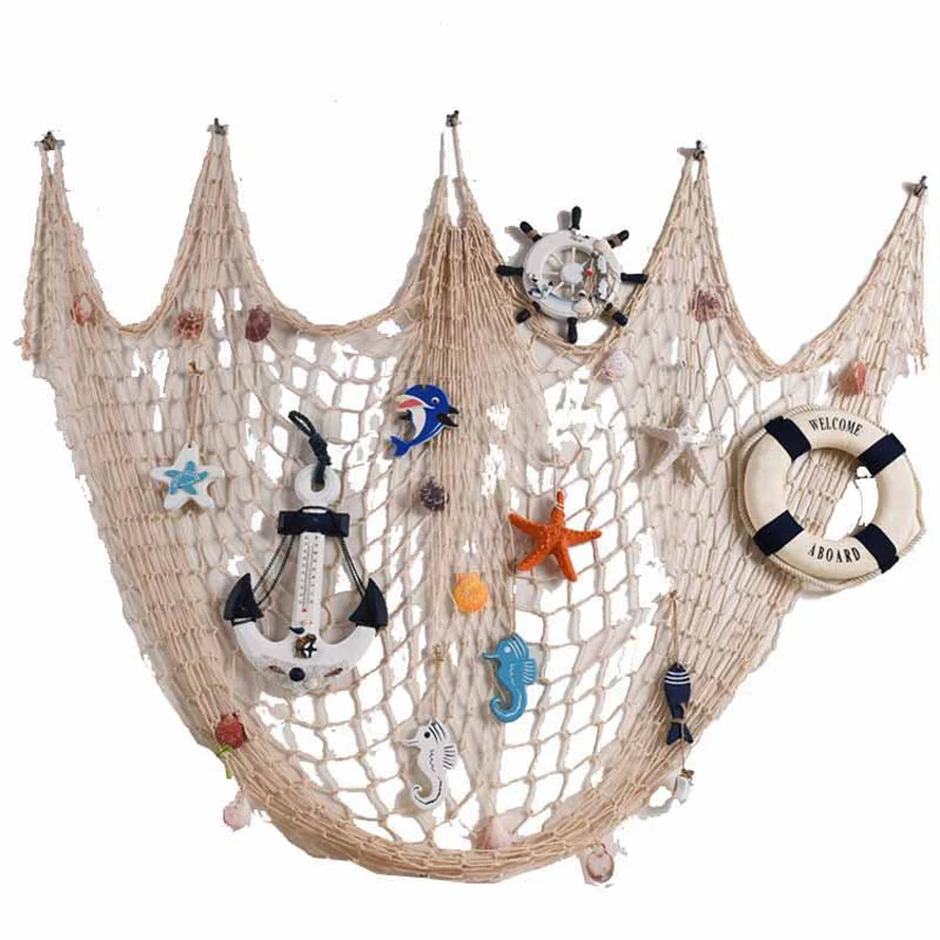 

Fishing Net Decor Ocean Beach Theme Party Decorations Mediterranean Decor Fishing Net Cotton Thread Bar Fish Nets Decor Beach