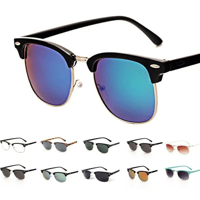 

Vintage Retro Sunglasses Men Womens Half Rimmed Frame Shades Eyewear Sun Glasses