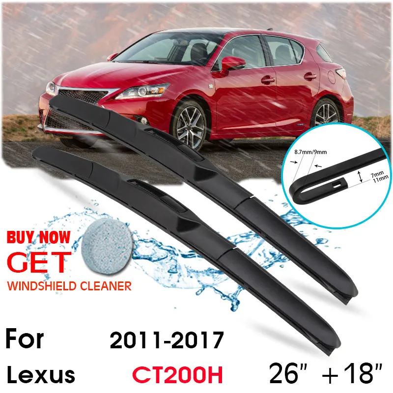 

Car Wiper Blade Front Window Windshield Rubber Silicon Refill Wipers For Lexus CT200H 2011-2017 LHD/RHD 26"+18" Car Accessories