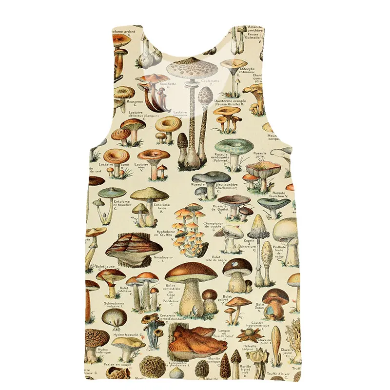 

SONSPEE Mushroom Vest Women Anime Undershirt 3D Print Food Hip Hop Men's Shirt Streetwear Men Tank Tops Sleeveless Pullover C139