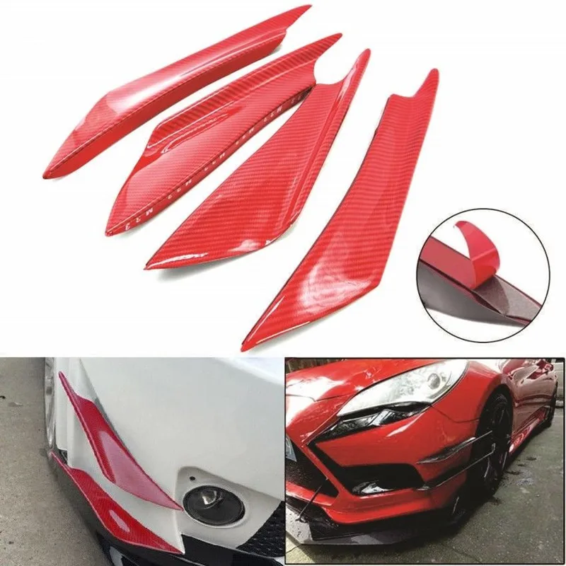 4 шт./компл. красный углеродное волокно подходит для переднего бампера