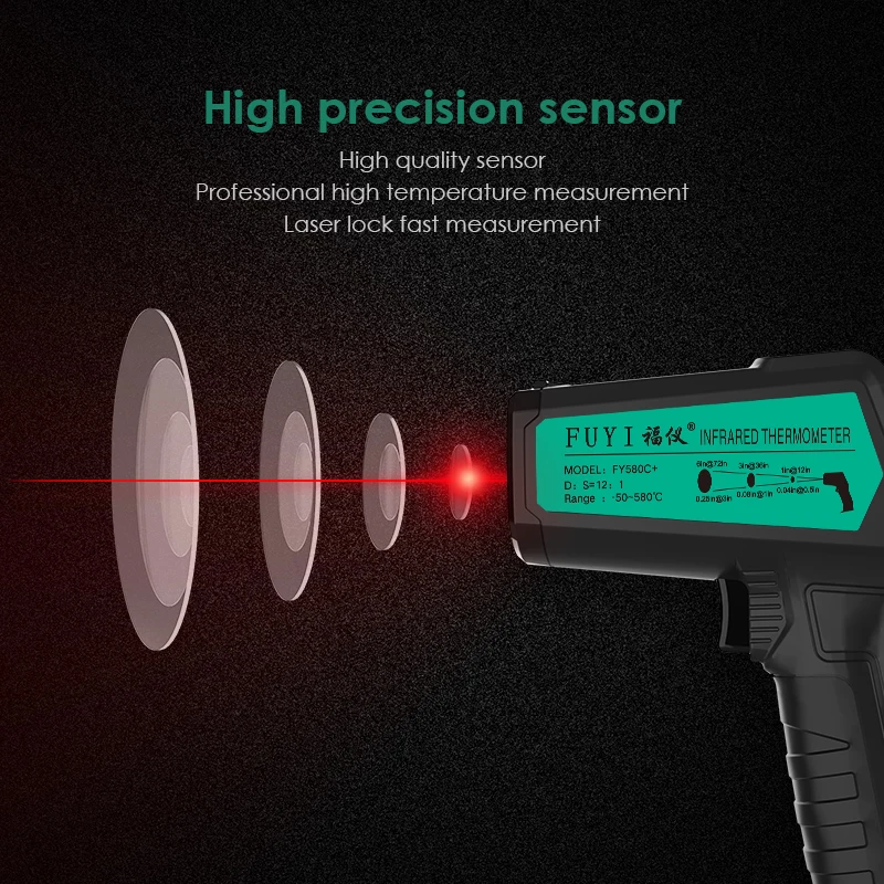 Инфракрасный цифровой пистолет термометр с ЖК дисплеем 50 580 ℃|Приборы для