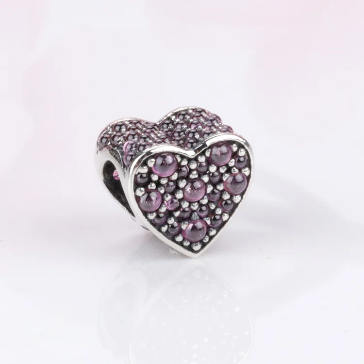 

Amas S925 sterling silver dazzling heart diamond heart-shaped beads Fit Original Bracelet Necklace DIY Jewelry