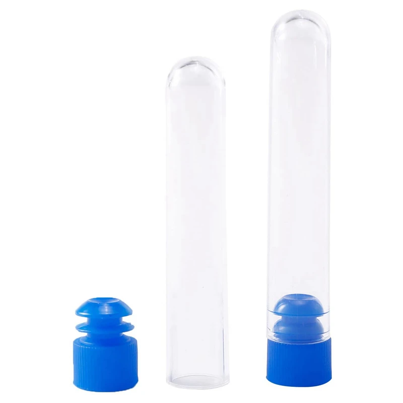 200 шт прозрачные пластиковые пробирки с синими винтовыми колпачками образцы