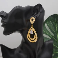 luxury full crystal big circle drop earrings for women long rhinestone dangle earrings bride wedding party jewelry