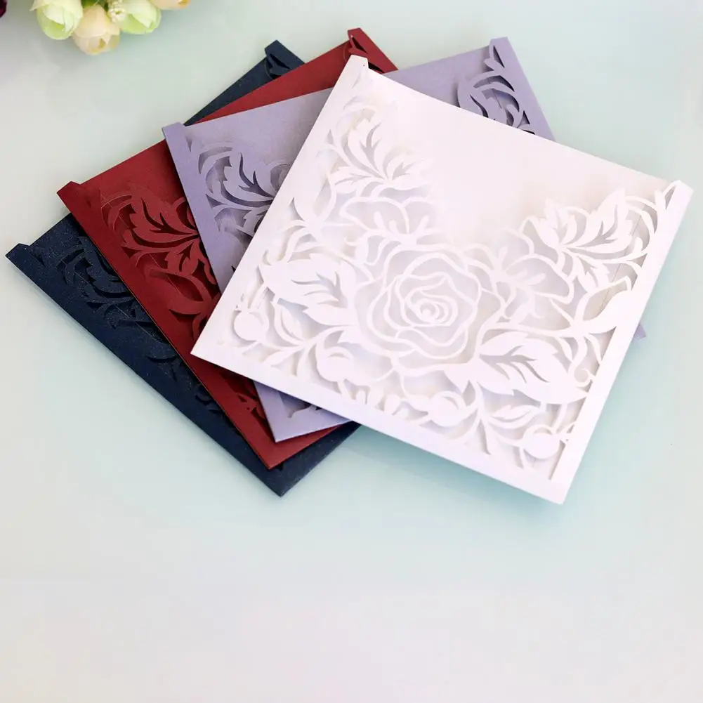 10 шт. Пригласительные открытки квадратная лазерная резка Кружева Карманный