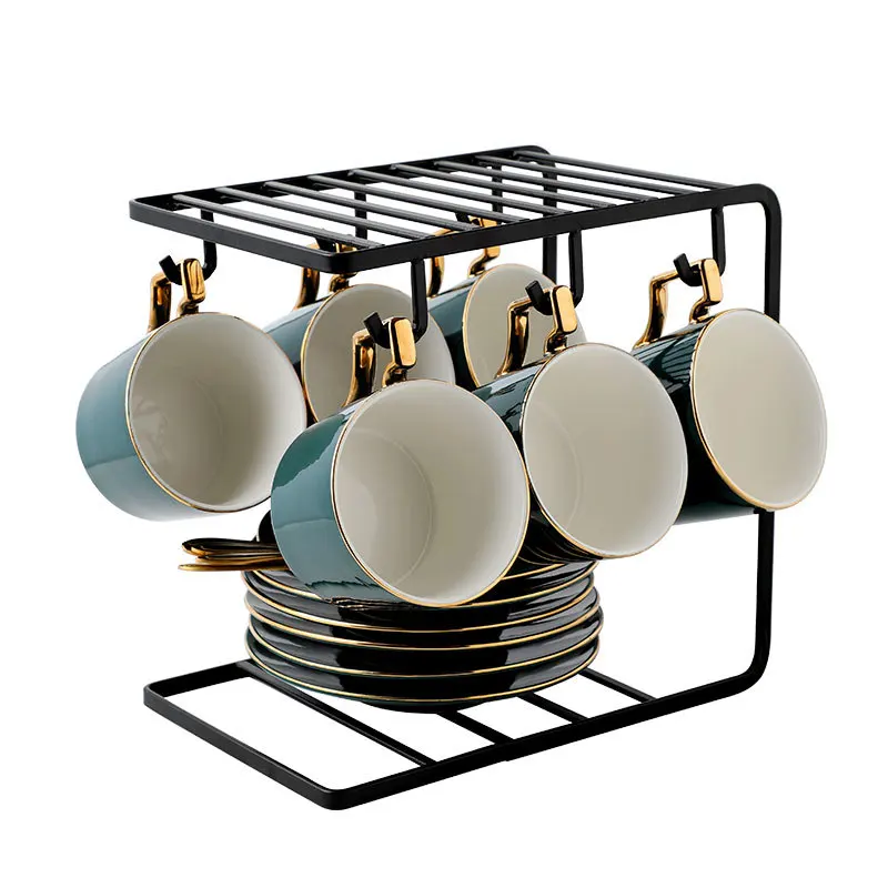 

European Style Light Luxury Description Phnom Penh Coffee Cup and Saucer Set Ceramic Home Afternoon Tea Set Flower Tea Utensils