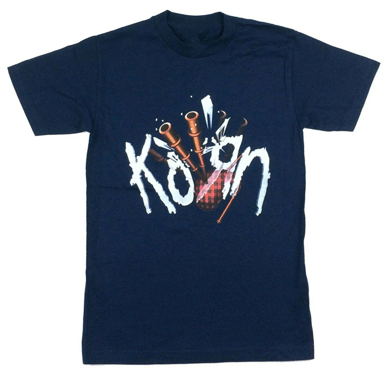 Korn Bag Pipes/темно-синяя футболка с изображением новой группы Merch 2000 Giant Nos модная