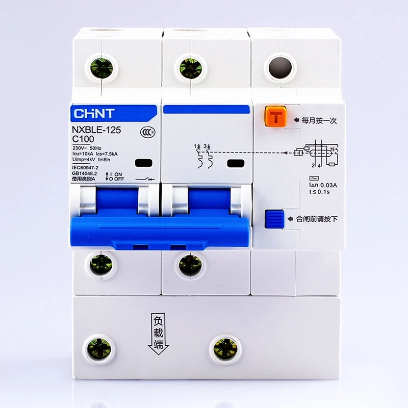 CHINT AC230/400 V NXBLE 125 2P устройство остаточного тока C 63 80 100 125A tyoe защита от перегрузки