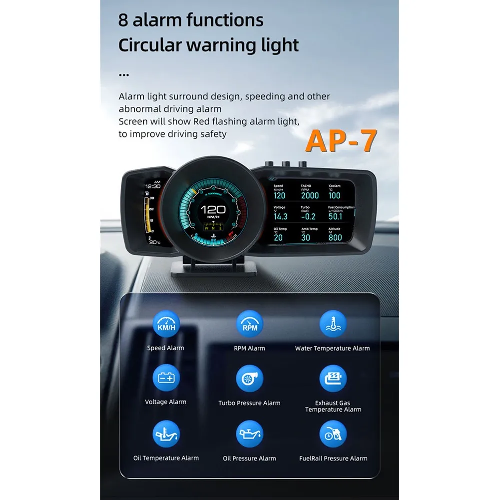 

AP-7 HUD Дисплей для приборной панели OBD/GPS система двойного привода, Модифицированная Таблица кодов ЖК-экрана автомобиля
