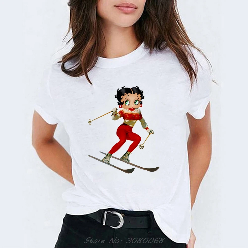 Betty Boop футболка женская летняя Эстетическая женская одежда футболка с Микки Маусом Женская Модная стильная женская футболка