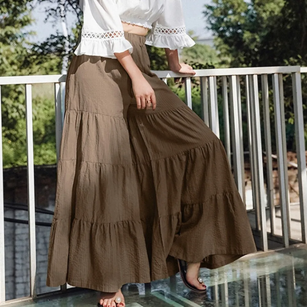 

Women Pants New Loose Wide Leg Solid Casual Elastic Waist Long Pantalon Palazzo Women's Pants Big Size