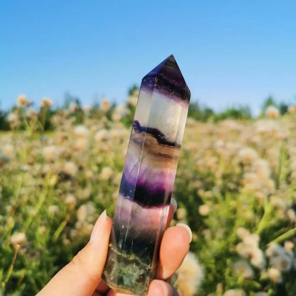 

Fluorite Natural Gemstone Crystal Fluorite Point Six Furniture Prism Wand Aura Decoration Gifts Healing Ornaments Crafts Z1y3