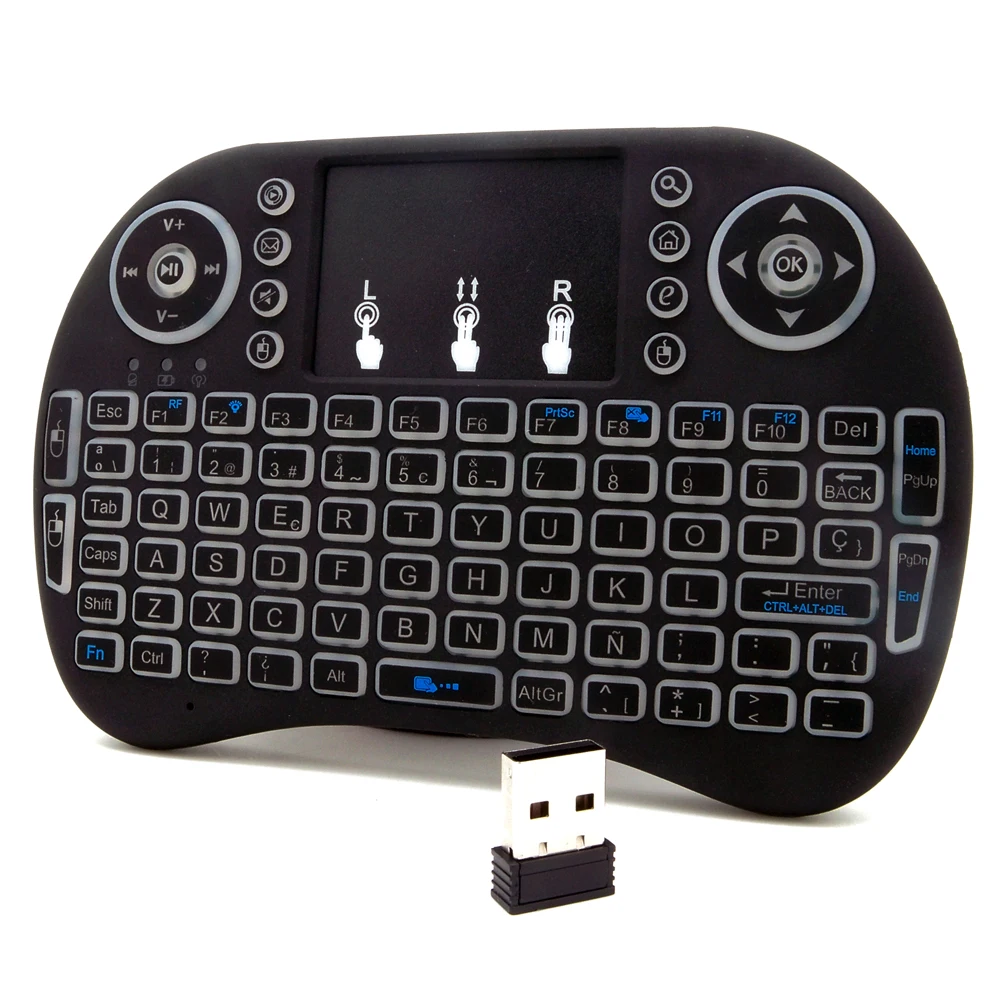 Испанская клавиатура с подсветкой 3 цвета i8 Беспроводной 2 4G Air Мышь сенсорной