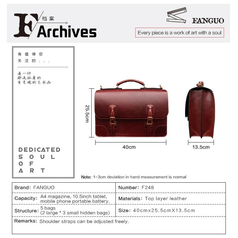 Genuine Leather Laptop Bag Sleeve Case Men's Briefcase Business Shoulder Bags For 13.5 Inch Computer Bag
