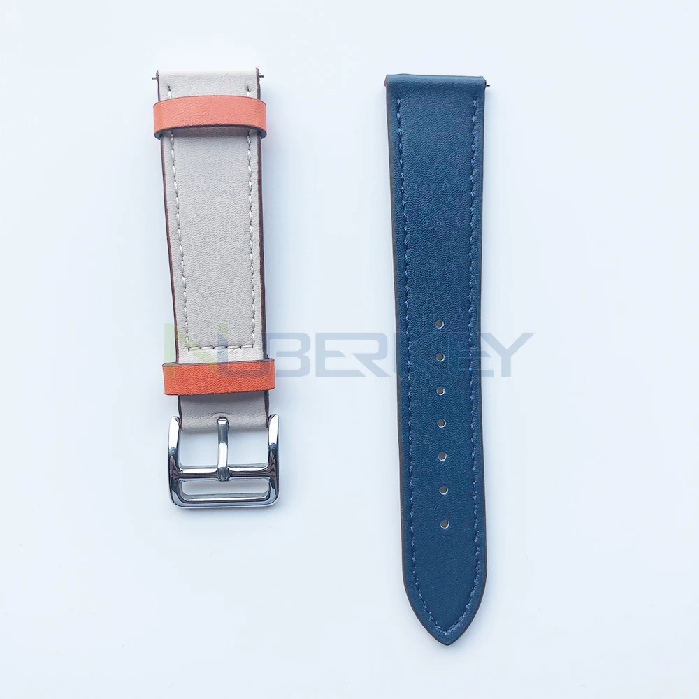 Beige blue Ремешок из натуральной кожи для часов Huami Amazfit GTS ремешок для часов умные аксессуары для Xiaomi Amazfit gts спортивные часы сменный ремешок - Цвет: Beige blue