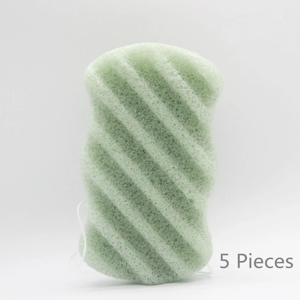 5pcs green 5 шт коньяк губки Конняку Косметическая пуховка уход за лицом флаттер Очищение лица мытье хлопка макияж инструменты для отшелушивания, купания - Цвет: 5pcs green