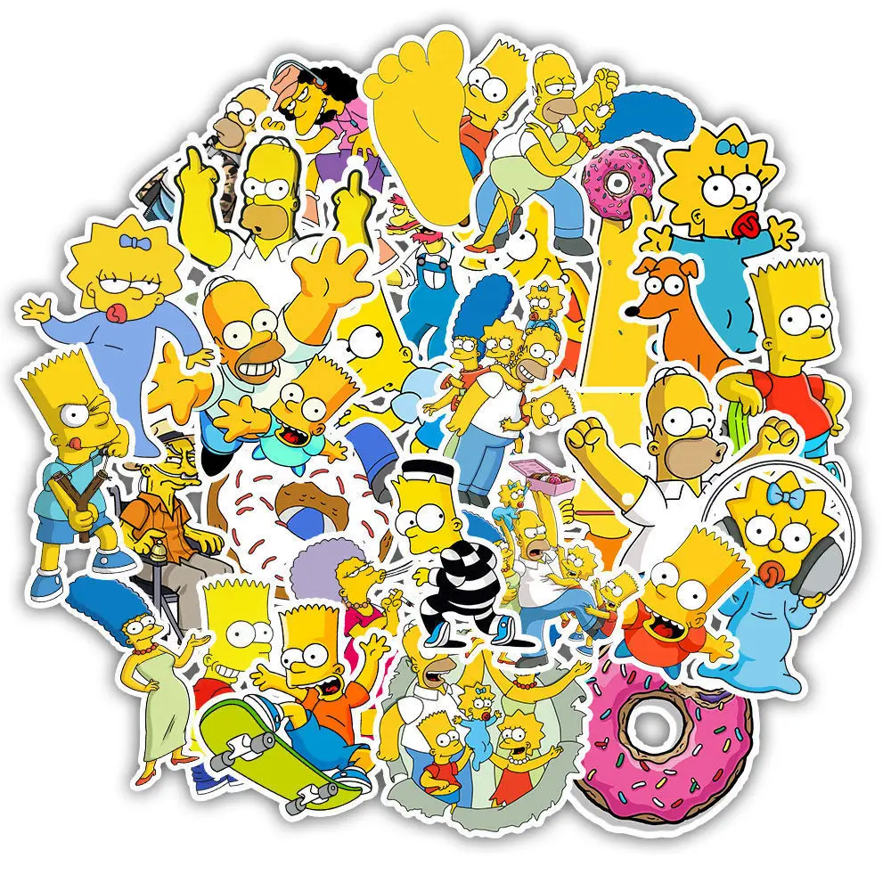 

50PCS Cartoon The Simpsons Anime Graffiti Stickers Waterproof Computer Notebook Suitcase Phone Guitar Kid Toy Deco Sticker