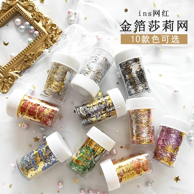 DIY Золотой Серебряный ноготь Art Наклейки нерегулярные Алюминий бумага из фольги 3D