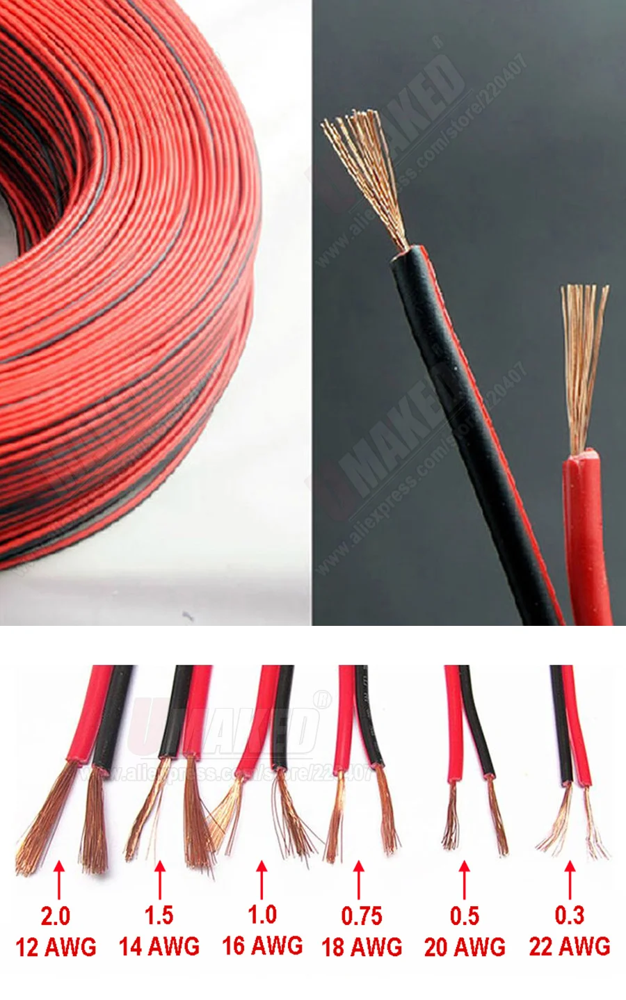

Copper 20AWG, 2 pin Red Black cable, PVC insulated wire, 20 awg wire , Electric cable, LED cable, DIY Connect, extend wire cable