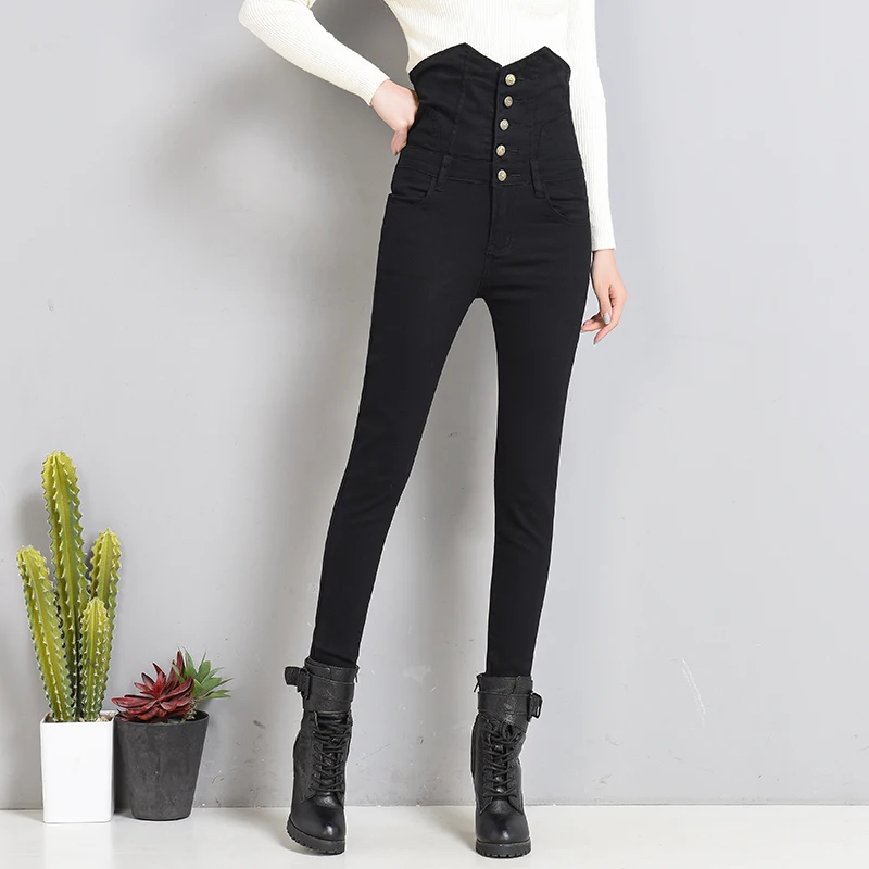 Женские зауженные джинсы с высокой талией винтажные женские больших размеров