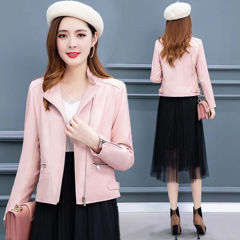 Весенняя Новинка куртка из искусственной кожи короткое пальто для мамы модное