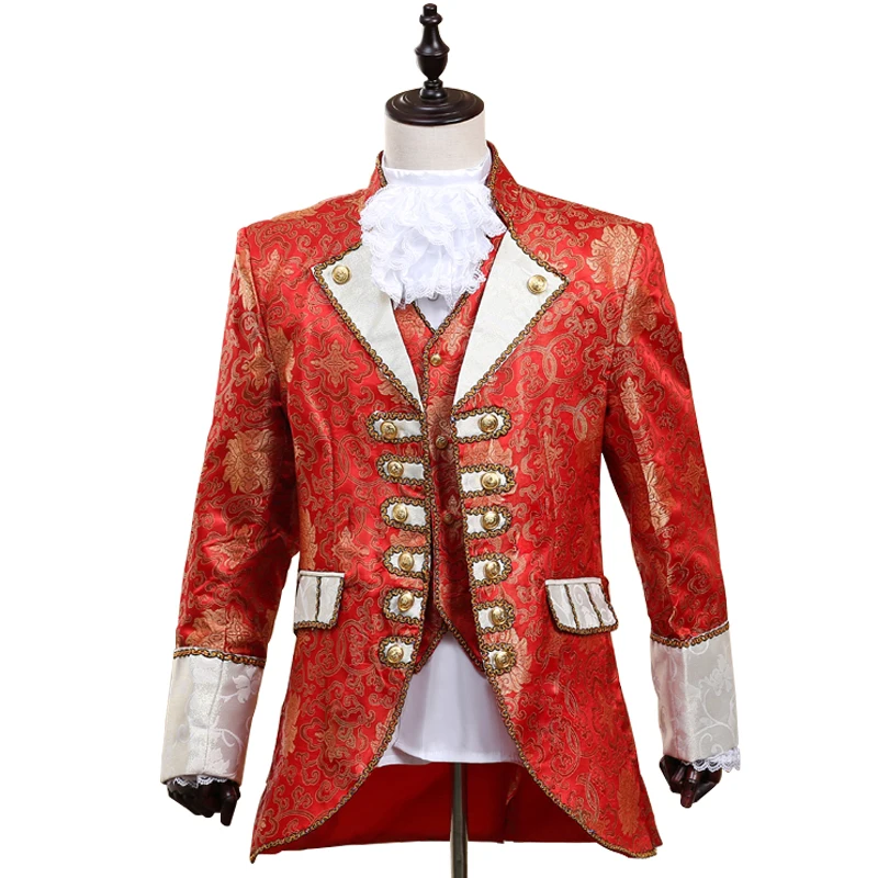 Модный мужской костюм дворного принца трех цветов винтажный приталенный с