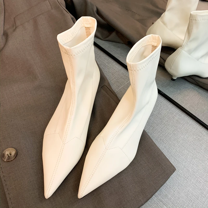 Демисезонные женские ботинки челси на высоком каблуке ботильоны ручной работы