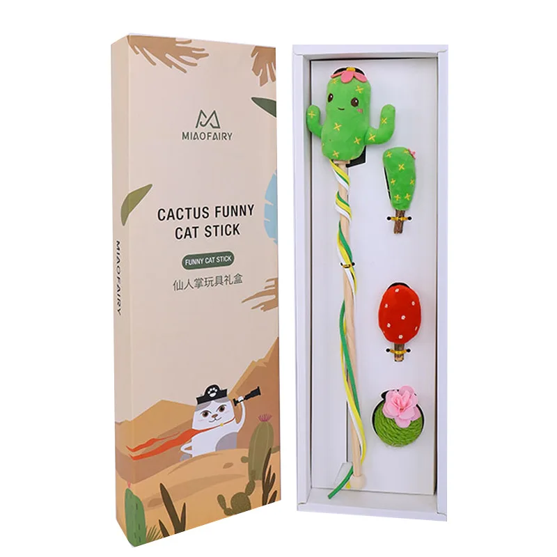 

Cat Funny Cat Stick Sisal Set Gift Box Cat Cat Toy Cactus Toy Molar Bite Resistant Four-Piece Gift Box
