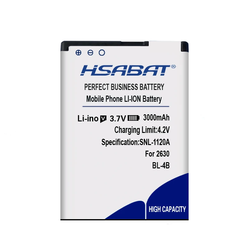 HSABAT 3000 мА/ч, BL-4B Батарея для NOKIA 2505 3606 3608 2670 2660 2630 5000 6111 7070 7088 7370 7373 7500