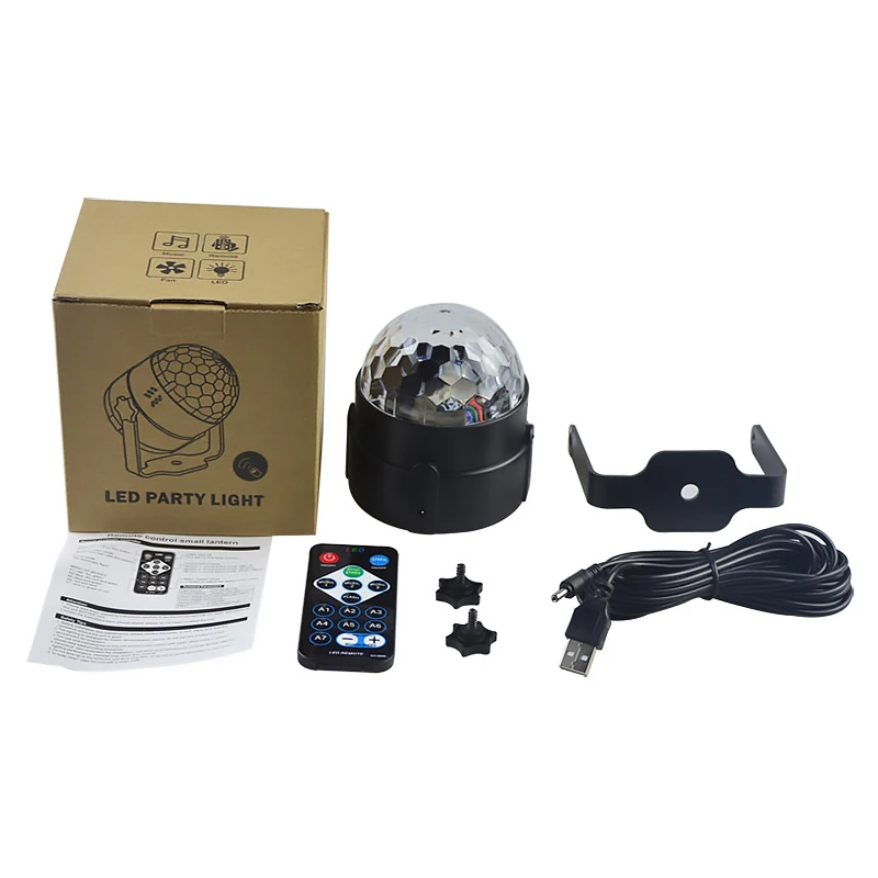 3 Вт мини USB зарядка звуковая активация Вращающийся Диско шар Светодиодные