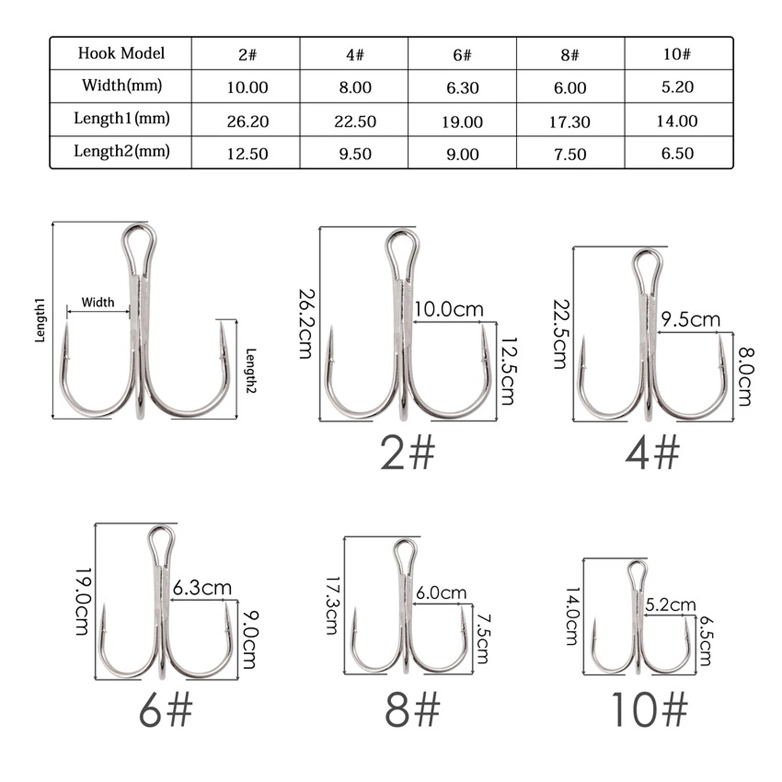 

50Pcs Portable Carbon Steel Fish Hooks Anti-corrosion Sharp Barb Treble Fishing Hook Saltwater 2# 4# 6# 8# 10# Fishing Accessory