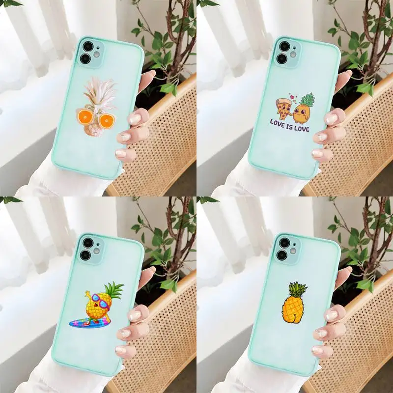 

cute pineapple1 Phone Cases Matte For iPhone 12 11 Pro XS Max XR X 8 7 Plus Camera Protection Bumper cover