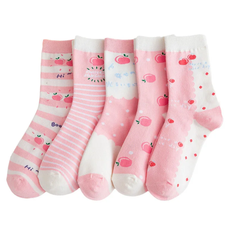 Милые розовые и персиковые носки в Корейском стиле с героями мультфильмов милые