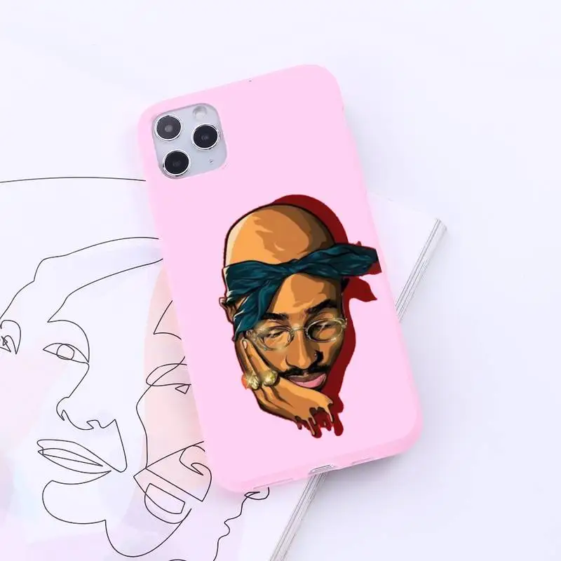

2Pac Rapper high quality Phone Case Candy Color for iPhone 6 7 8 11 12 s mini pro X XS XR MAX Plus