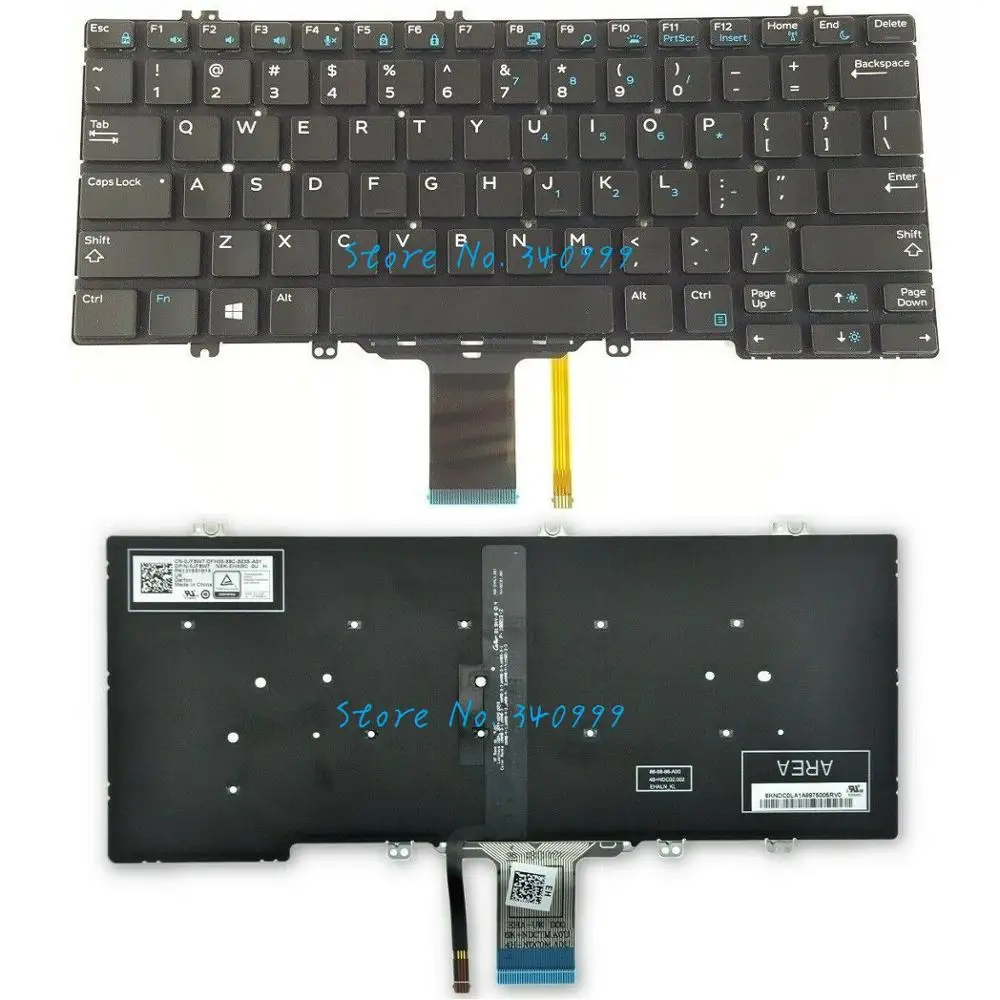 para Dell Latitude 7280 7380 5289 5280 us Teclado Backlit 0npn8 Novo