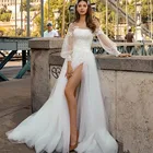 Женское свадебное платье It's yiiya, элегантное фатиновое платье-трапеция с длинными рукавами-фонариками и кружевной аппликацией на лето 2021