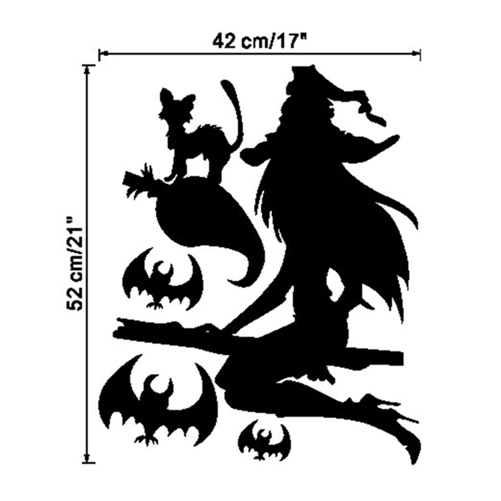 Halloween Witch Bat Broom Wall Sticker Removable Decal Mural Party Home Background Decor | Дом и сад
