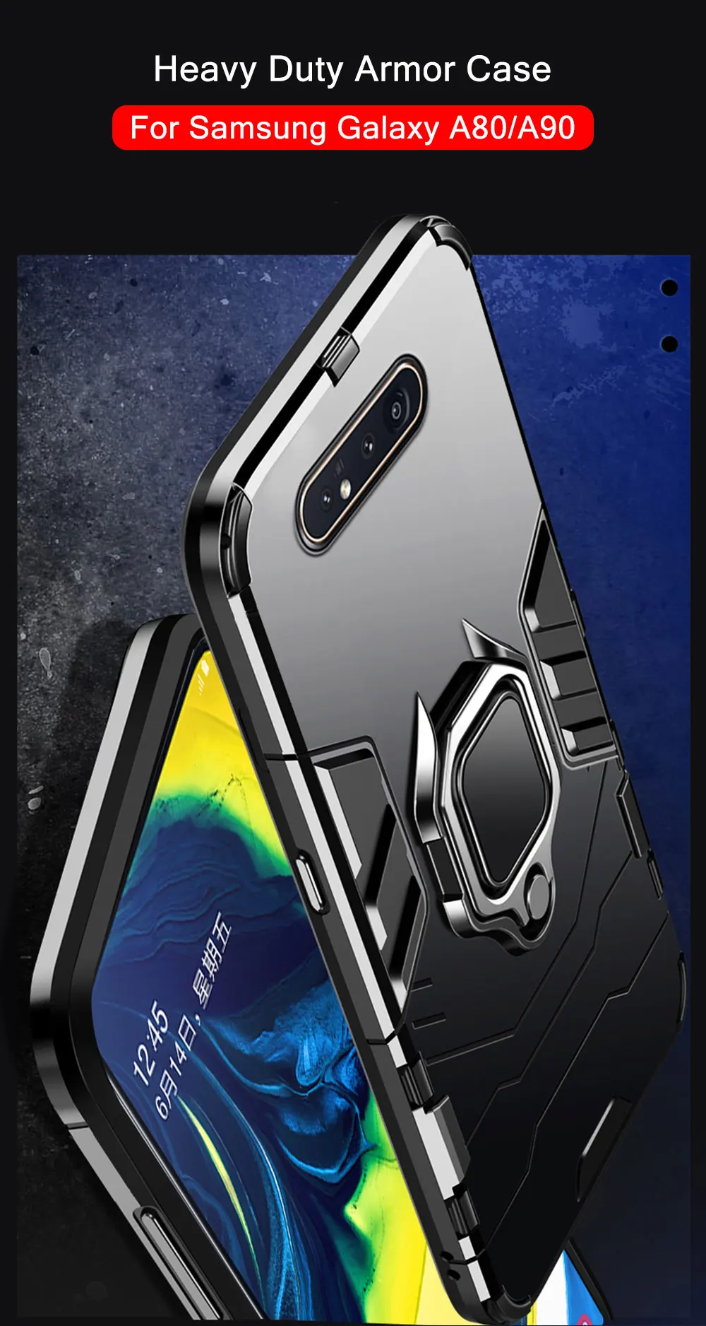 Противоударный чехол из ТПУ+ поликарбоната для samsung A80 A50, защитный чехол с магнитным кольцом для samsung Galaxy A80 A 80 A50 A 50, чехол с полной защитой
