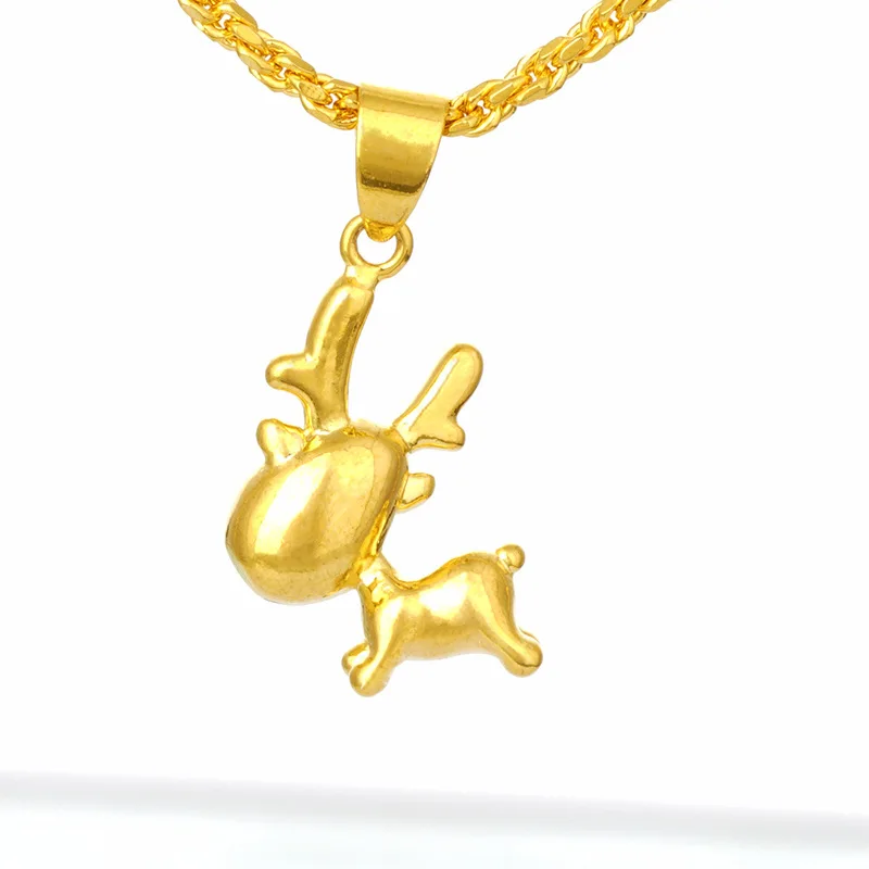 

Popular Cute Elk Animals Copper 3D Deer Pendant Necklace For Women Girls Simple Trendy Choker Accessories Weddings Jewelry