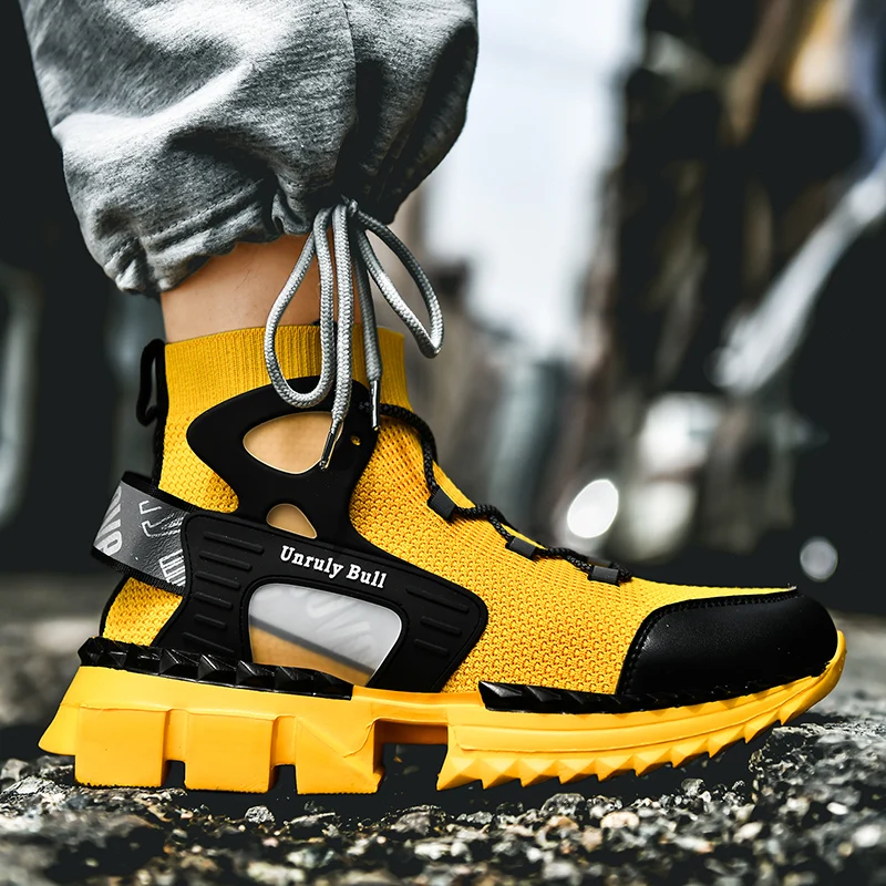 

Fashion Men's Sneakers 2020 Breathable Sock High Top Sports Shoes For Men Running Shoes 45 Hip Pop Jogging Sneaker GYM Shoes