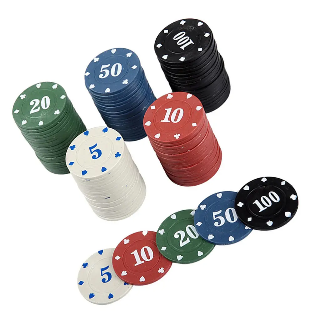 

100 Pcs Mahjong Game Coins Poker Gambling Props Chips Playset with Box