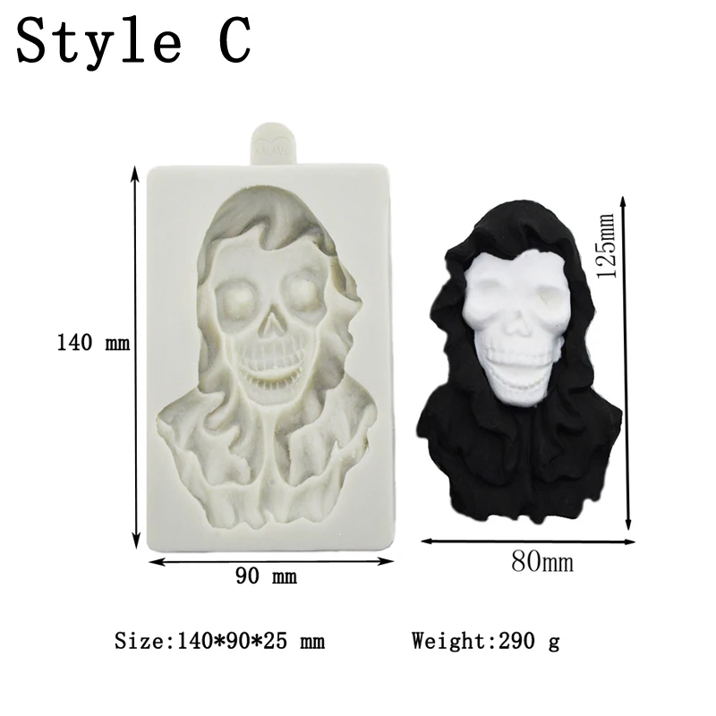 SHENHONG Halloween Fondant Cake Mold Gum Paste Sugar Craft Chocolate Skeleton Ghosts Pumpkin Demon Clown Pattern Silicone Mould | Дом и сад