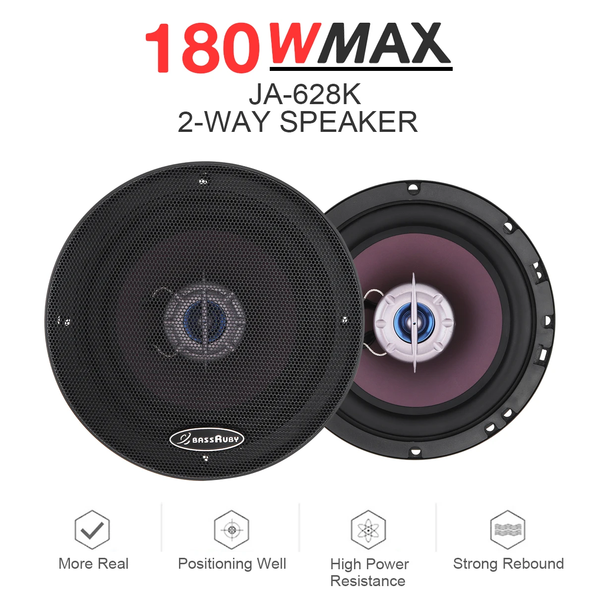 2pcs 4/6Inch 120/180W 2 Way Car Coaxial Speakers Auto Audio Music Stereo Player Loudspeaker HiFi Vehicle Door Subwoofer for Car