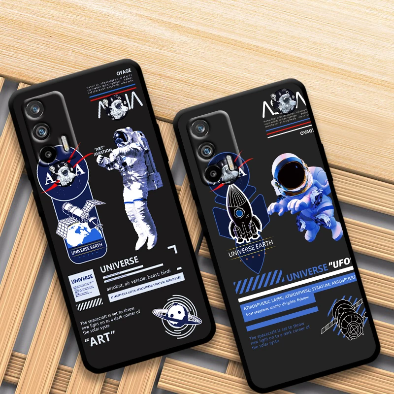 

Star Astronaut Cute for OPPO Realme GT Neo Master Edition 8 7 Pro C21S Narzo 30 5G Fundas Soft Black Phone Case Coque
