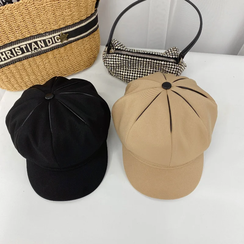 Bere Hat Female Autumn and Winter England Retro Tide Painter Octagonal Black Wild Pumpkin | Аксессуары для одежды