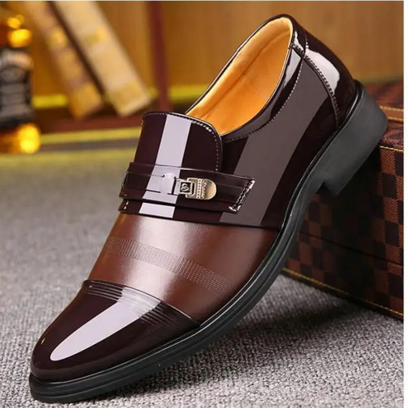 

New Brand Men Formal Shoes slip on Pointed Toe Patent Leather Oxford Shoes For Men Dress Shoes Business big size 2020
