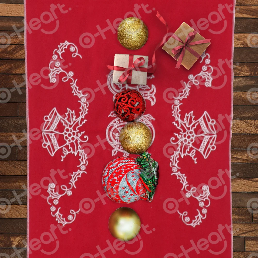 OHEART листья остролистного падуба вышитая Рождественская скатерть рождественская