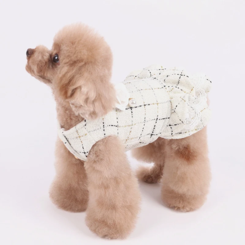 

Осень-зима теплая маленькая собака платье для девочек, одежда с принтом в виде собак костюм принцессы для чихуахуа, йоркширского терьера Ма...